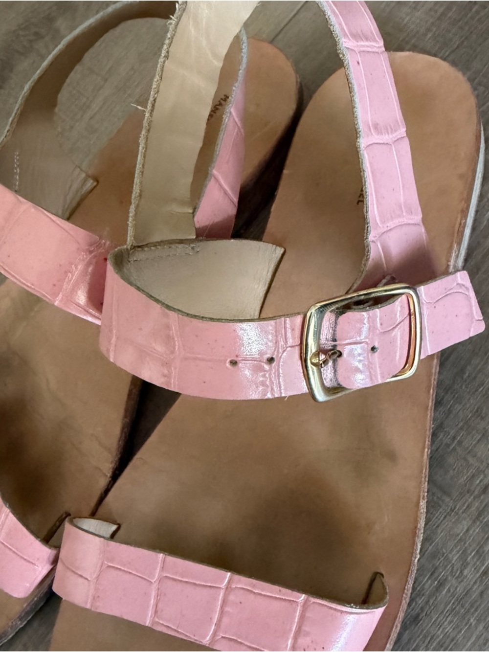 Mansur Gavriel Genuine Leather Pink Sandals Shoes 37 Made In Italy Flats Summer - Picture 7 of 9
